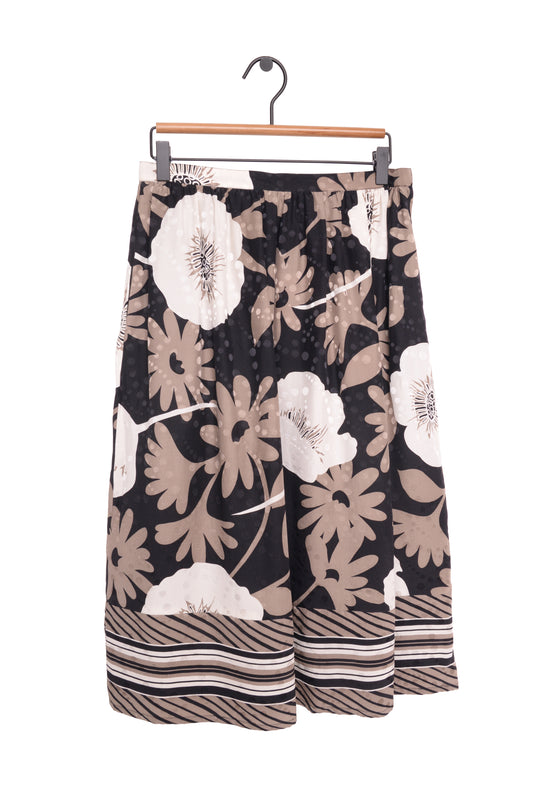 1980's Silk Floral Maxi Skirt