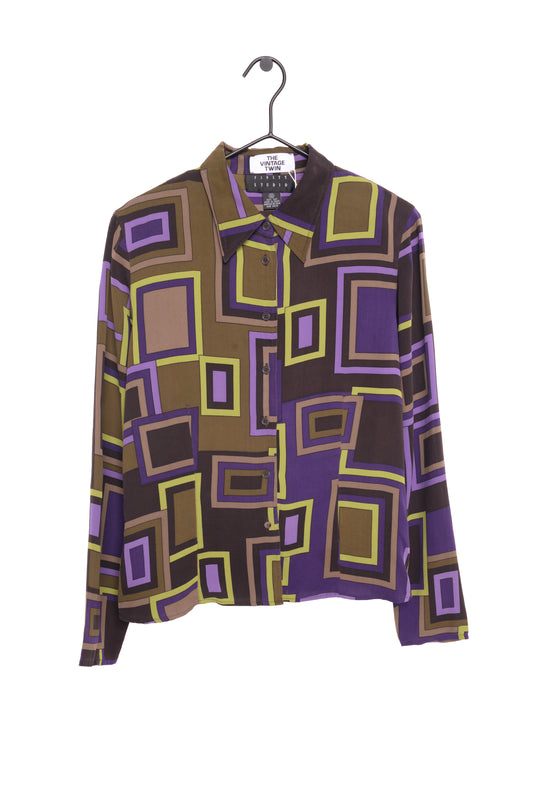 Silk Geometric Button Down