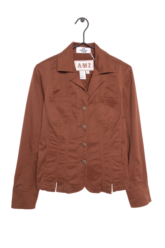 Brown Y2K Button Jacket