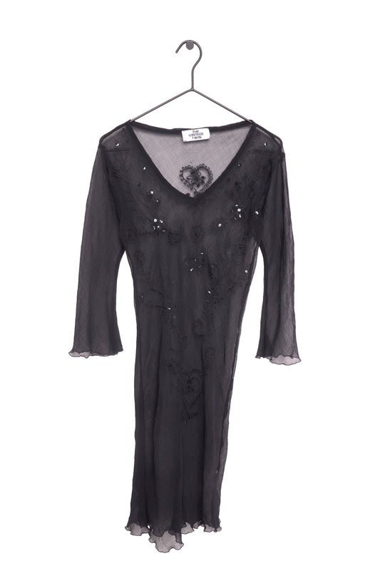 Sheer Sequin Embroidered Dress