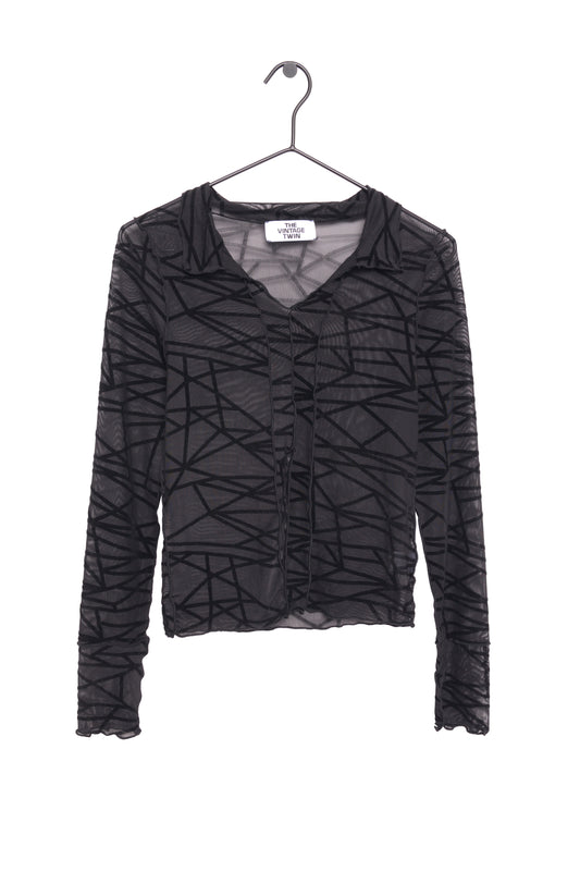 Y2K Patterned Semi Sheer Top