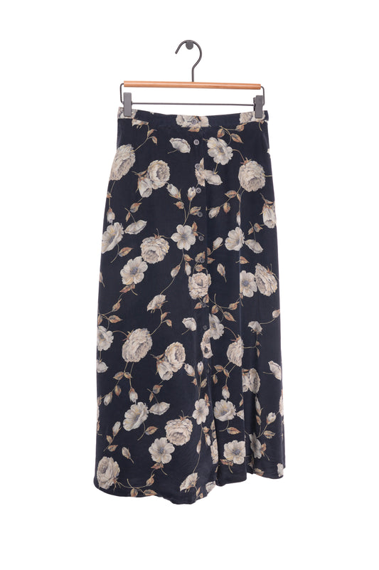 1990's Floral Button Maxi Skirt