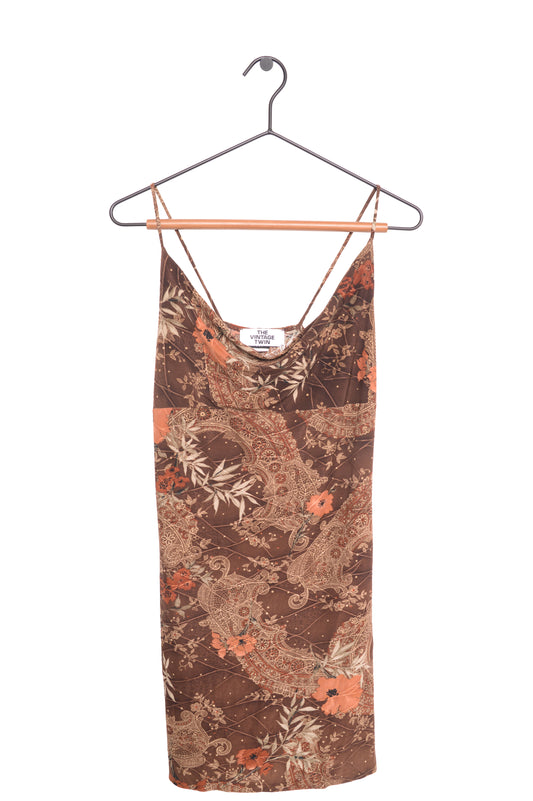 Brown Paisley Mini Dress