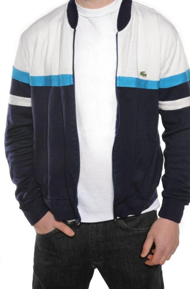 Lacoste Zip Up Striped Sweater