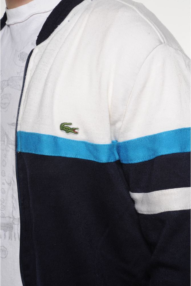 Lacoste Zip Up Striped Sweater