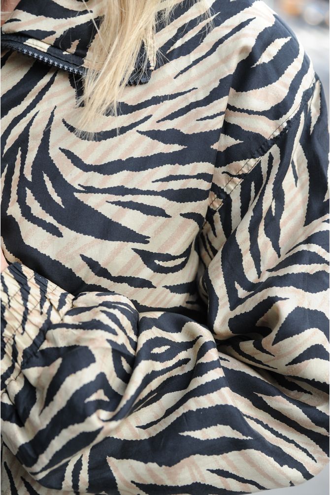 Zebra Print Silk Windbreaker