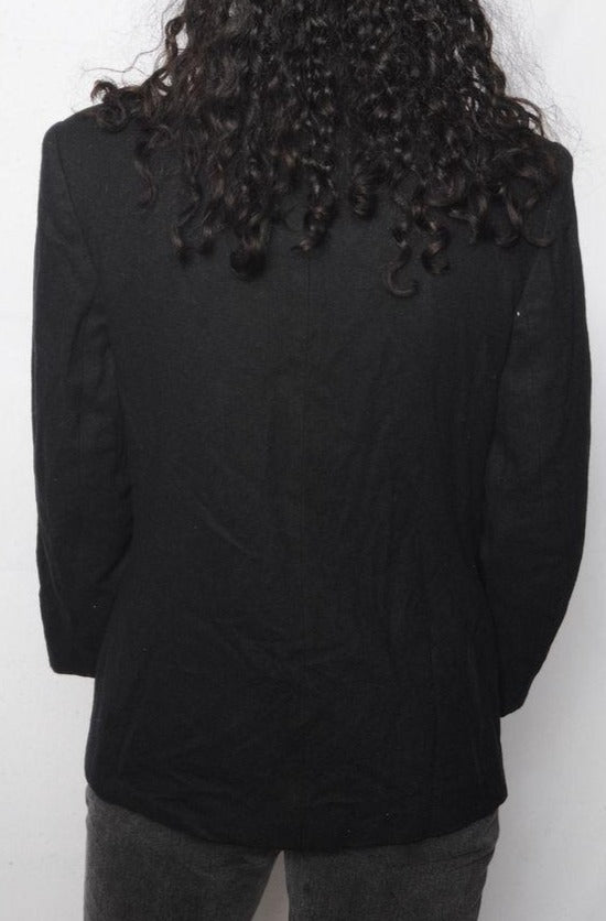 Embroidered Black Wool Blazer