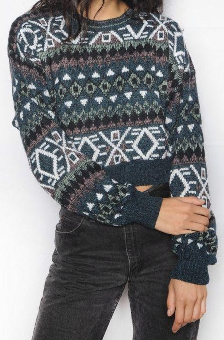 Cropped Geometric Sweater