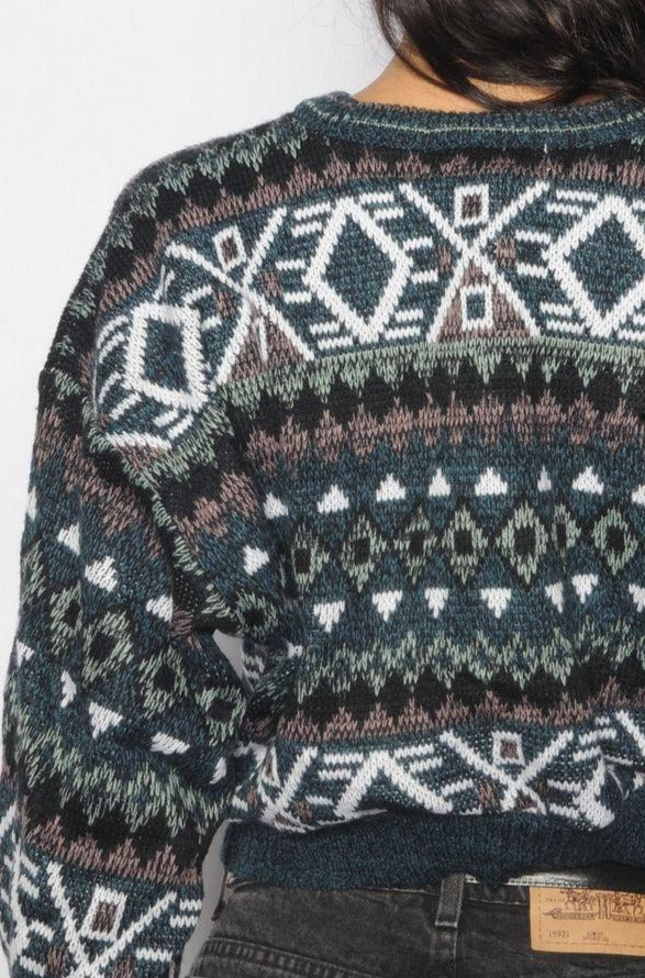 Cropped Geometric Sweater