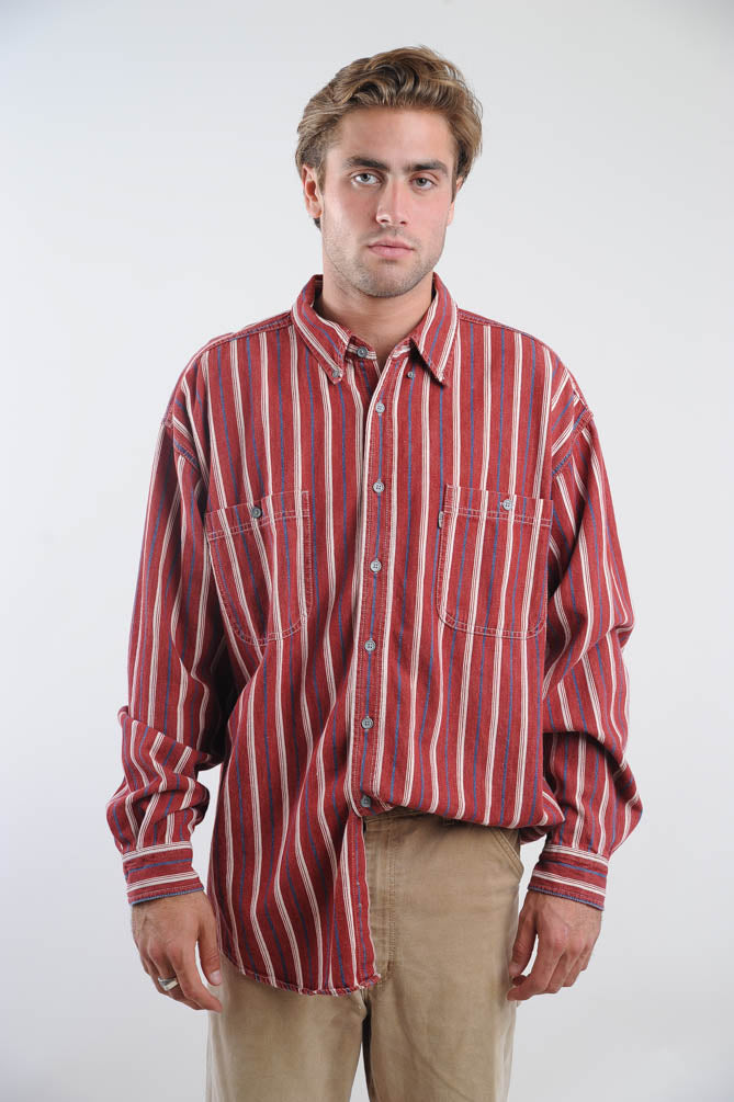 Levi's Red Striped Button Down