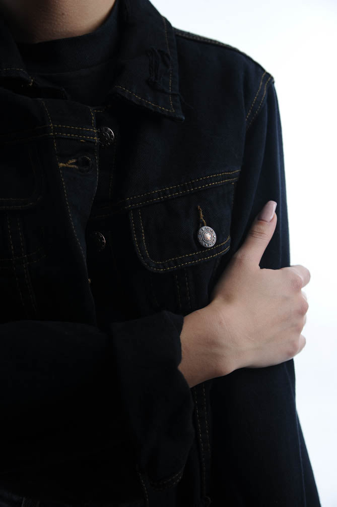 Black Cropped Denim Jacket