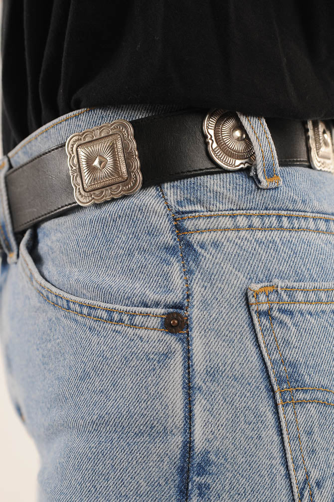 Black Concho Leather Belt