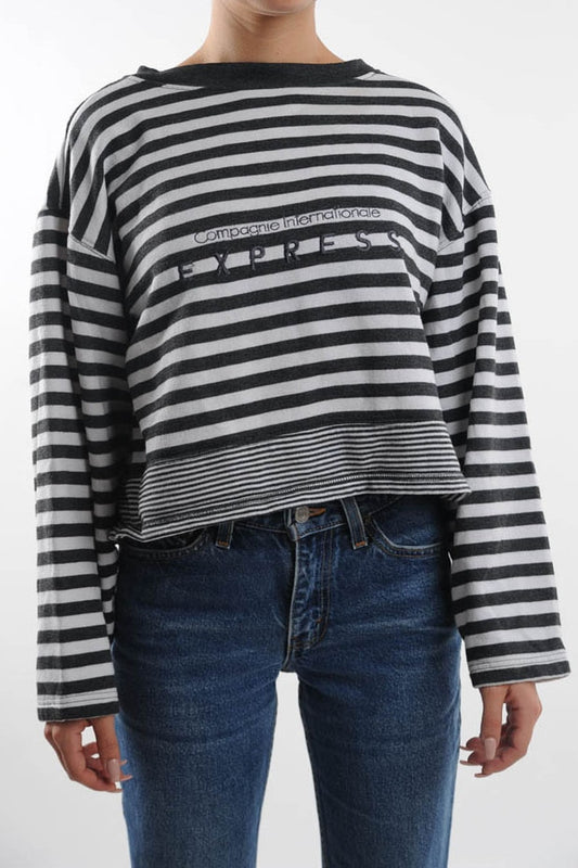 Cropped Striped Express Sweatshirt