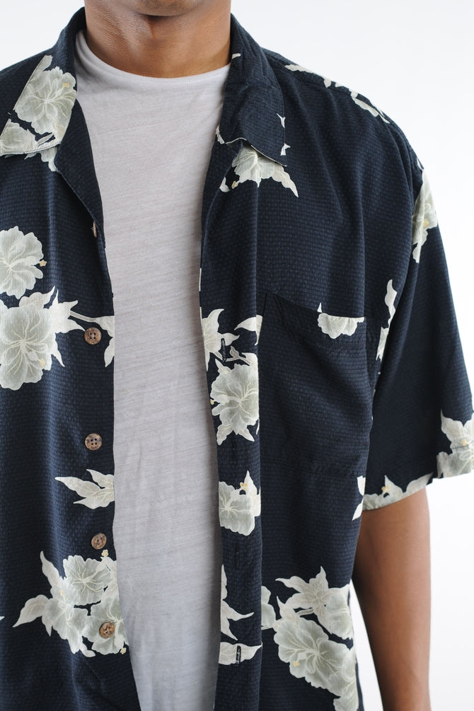 Navy Floral Hawaiian Shirt