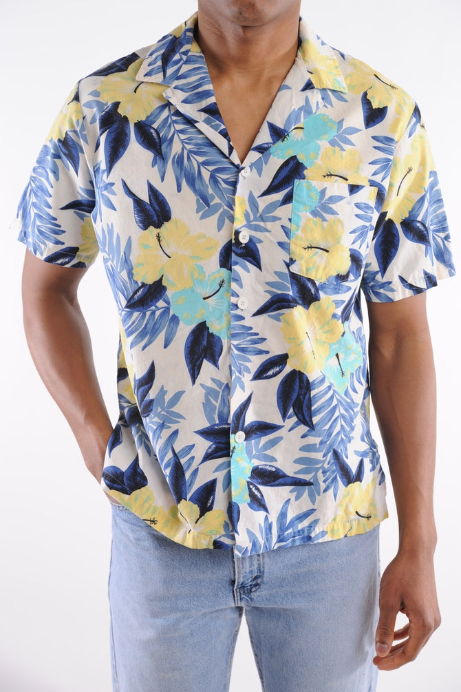 Blue Floral Hawaiian Shirt