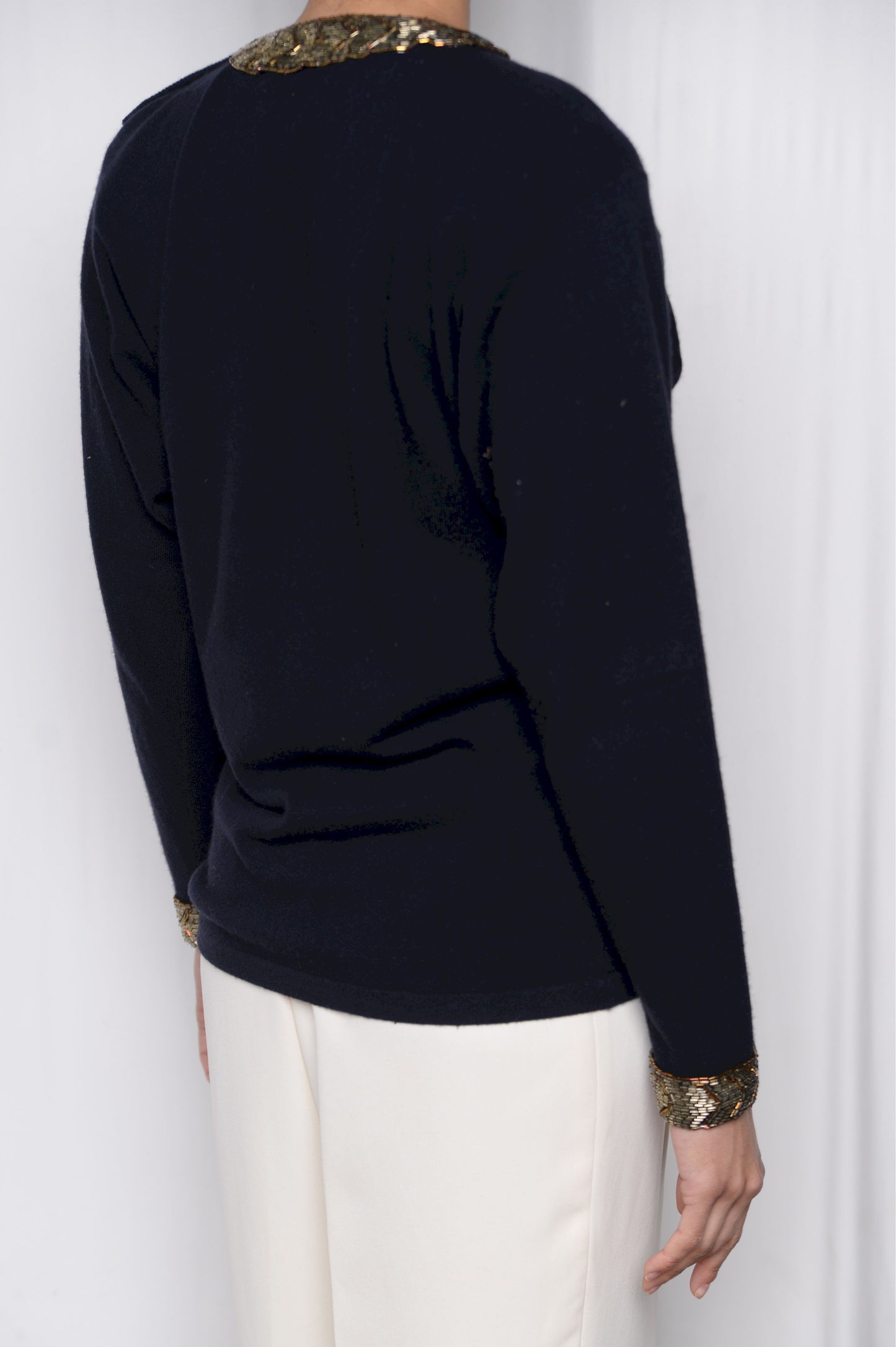 Beaded Neck Cashmere Sweater