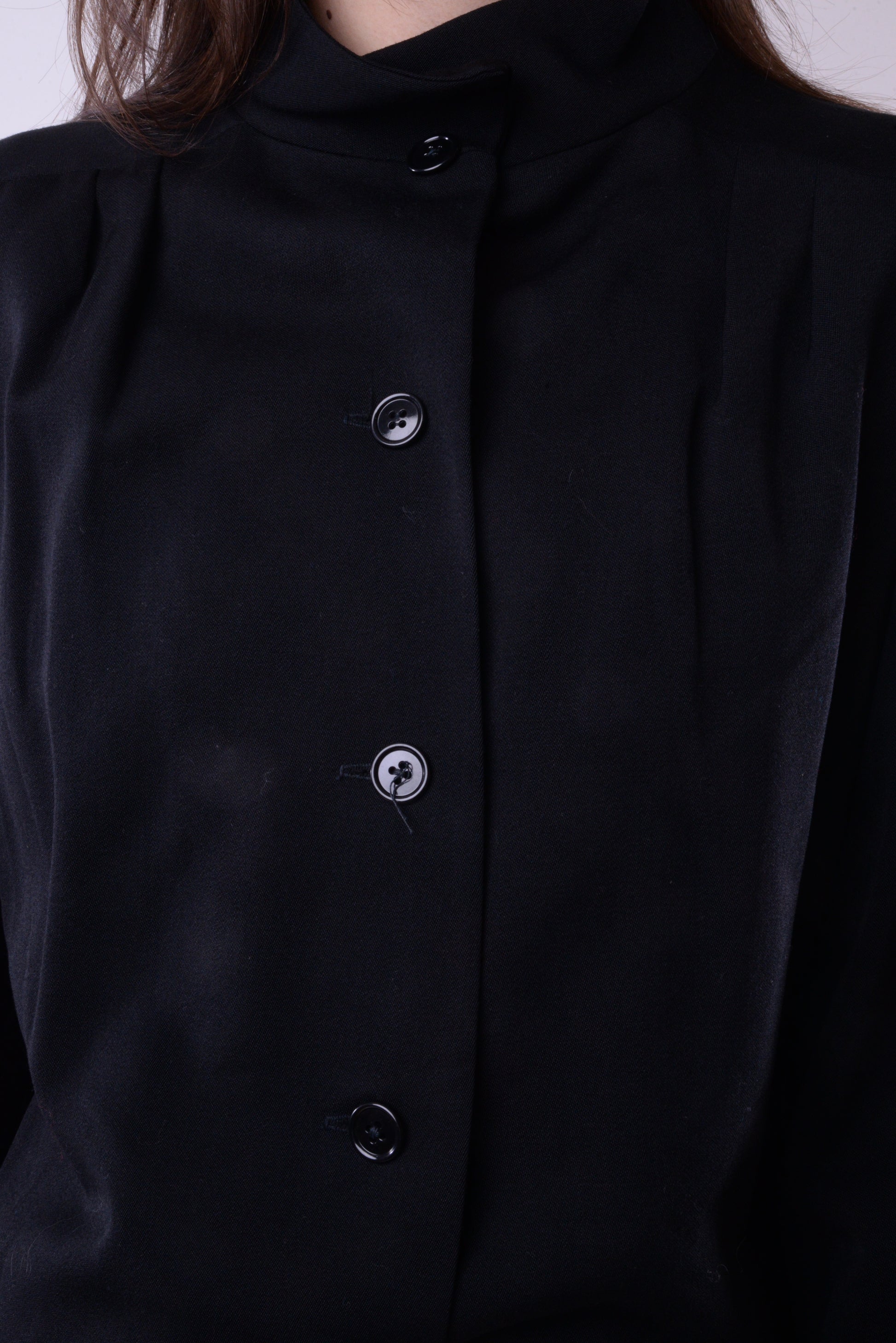 Black Pleated Wool Jacket