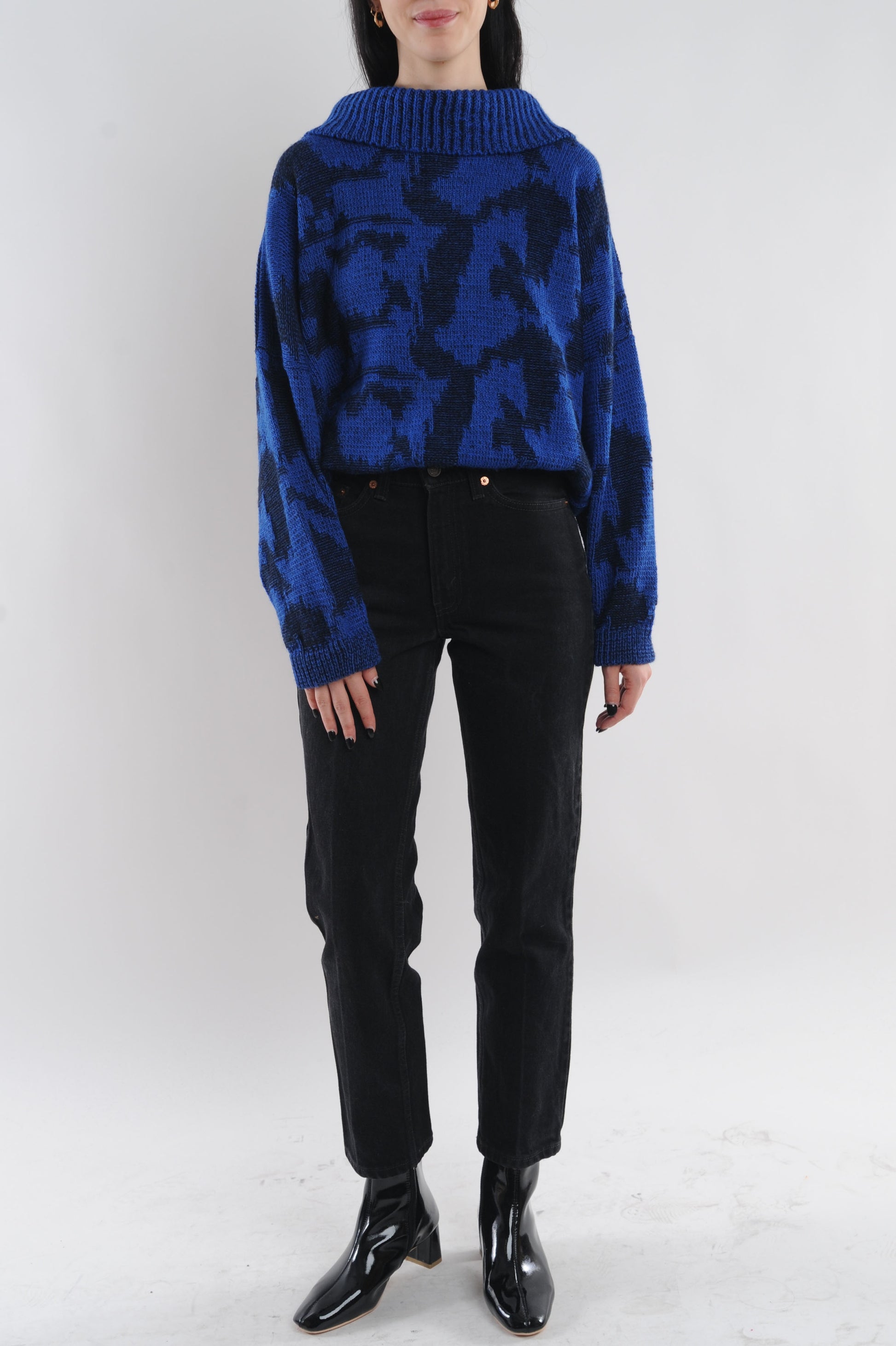 Abstract Button Up Sweater