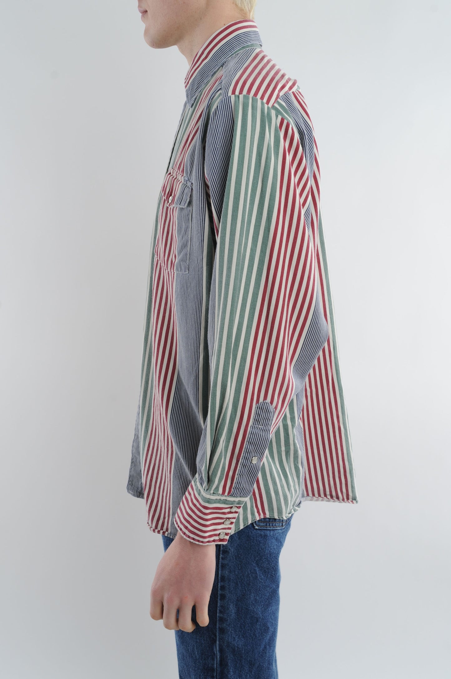 Pearl Snap Striped Button Down