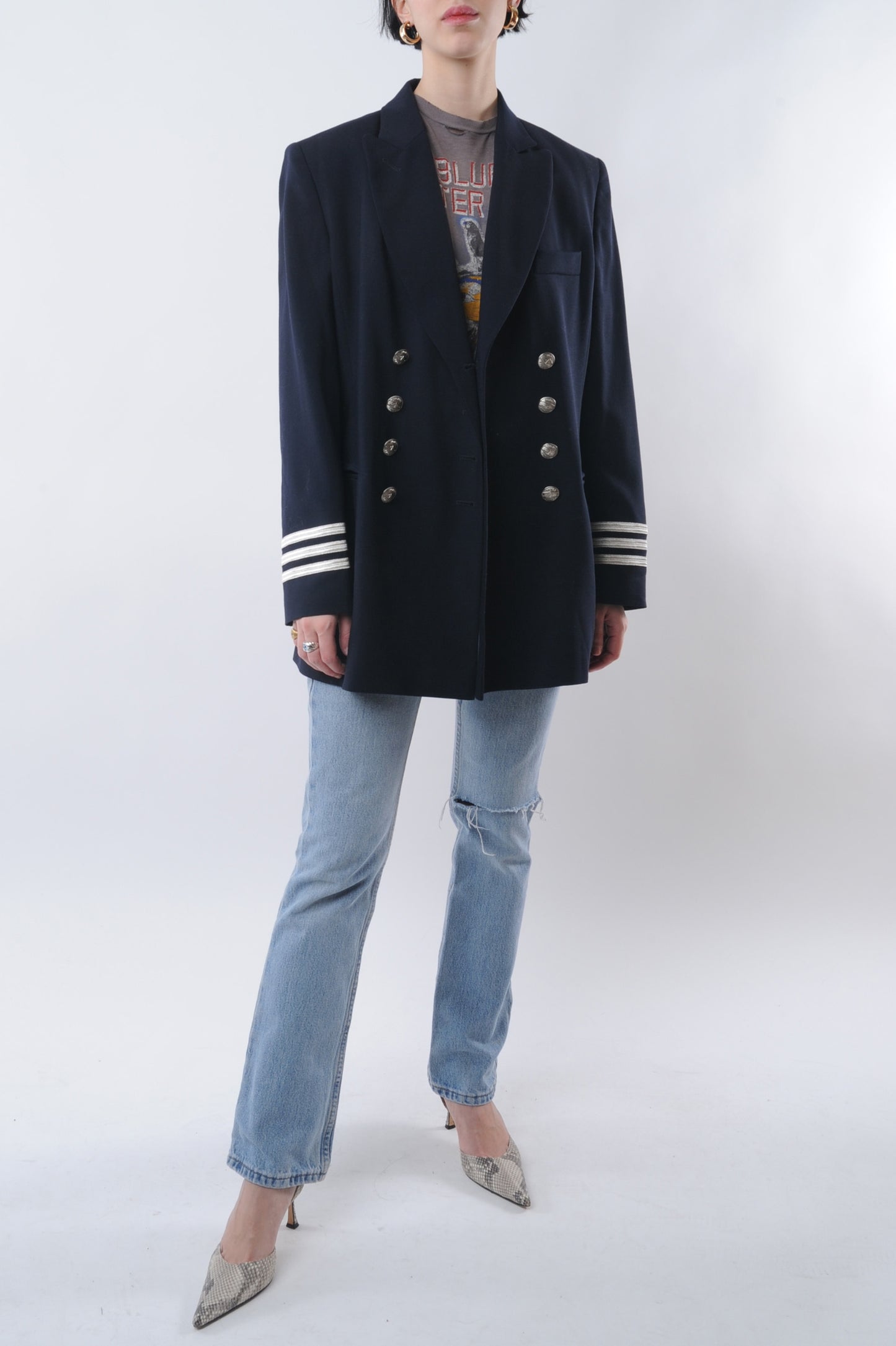 Navy Style Double Breasted Blazer