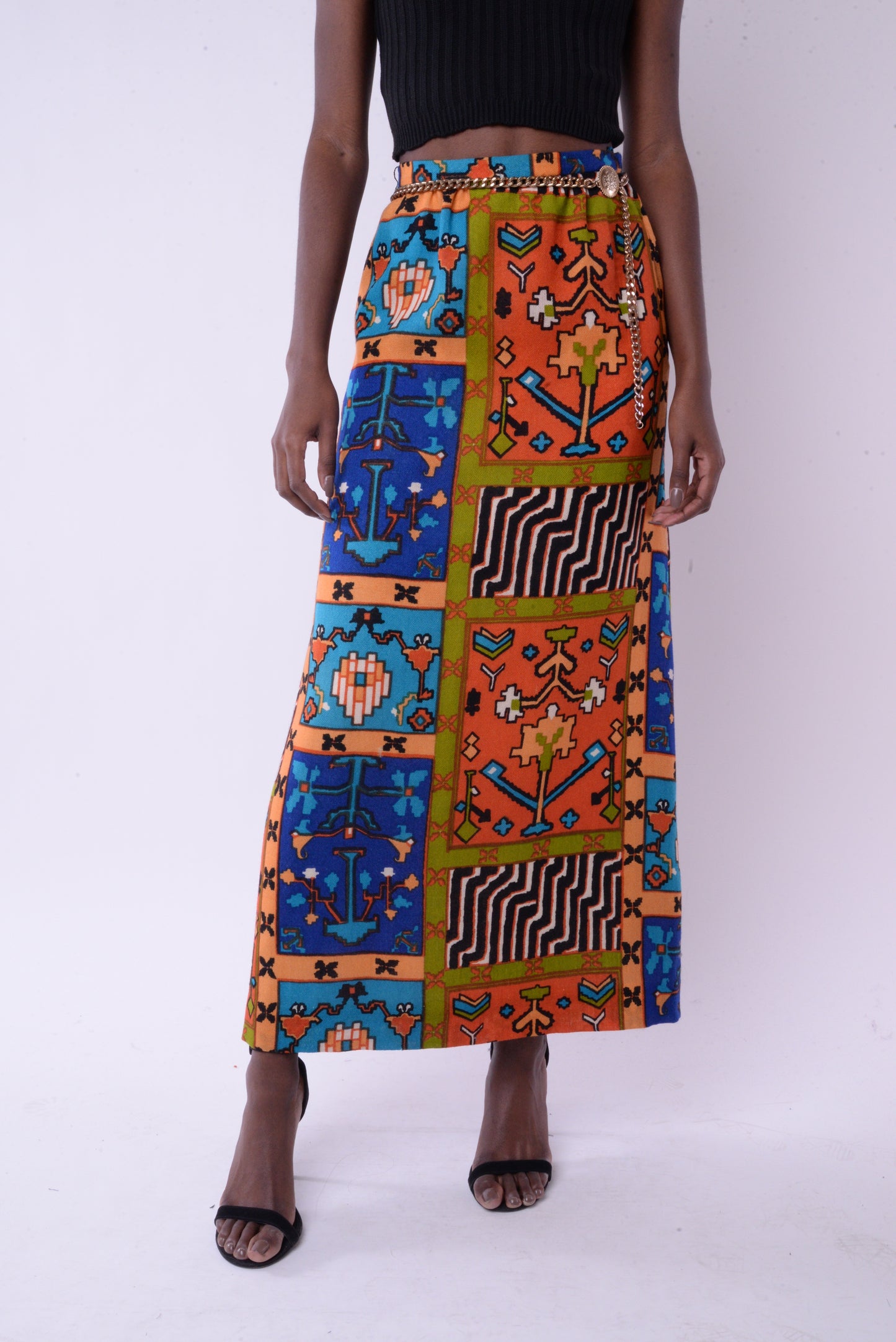 Wool Geometric Maxi Skirt