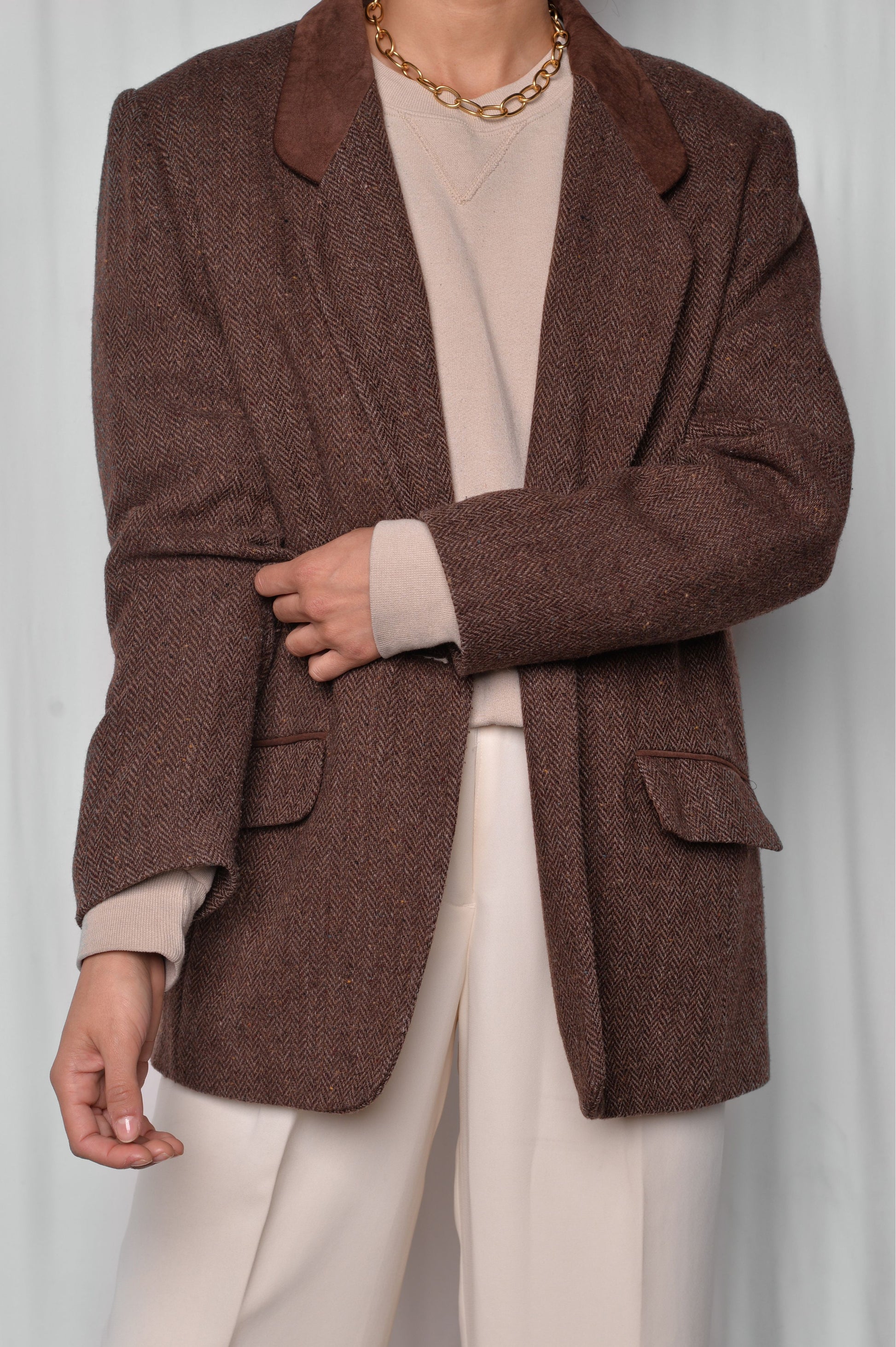 Brown Tweed Wool Blazer