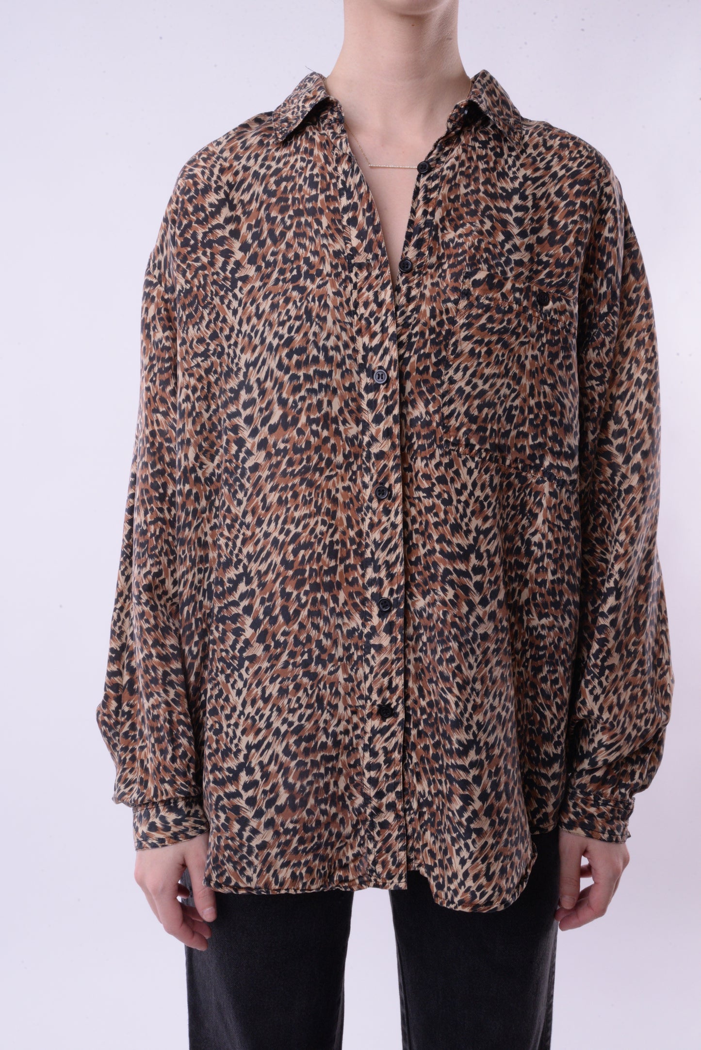 Cheetah Print Silk Blouse