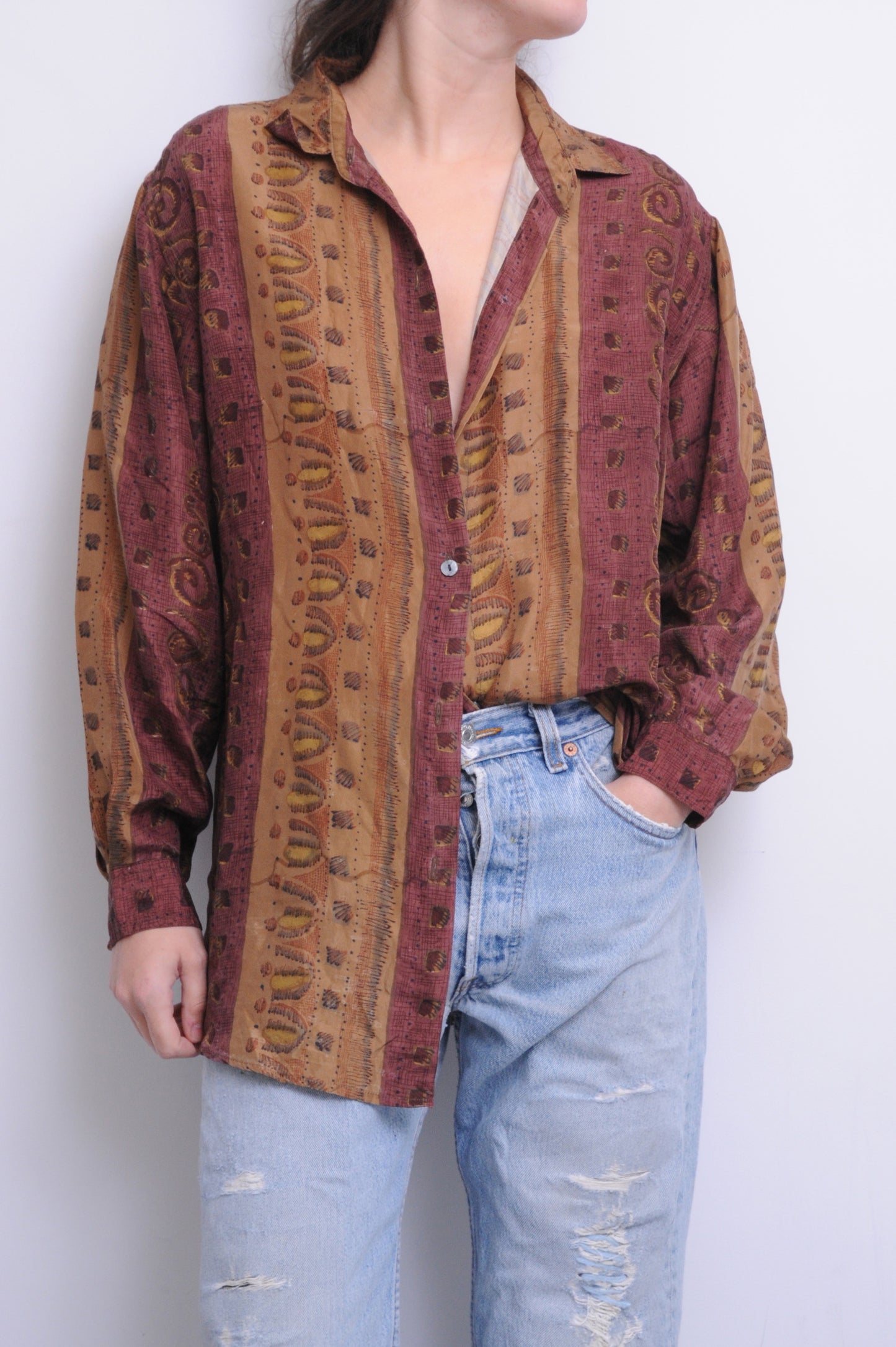 Abstract Silk Blouse