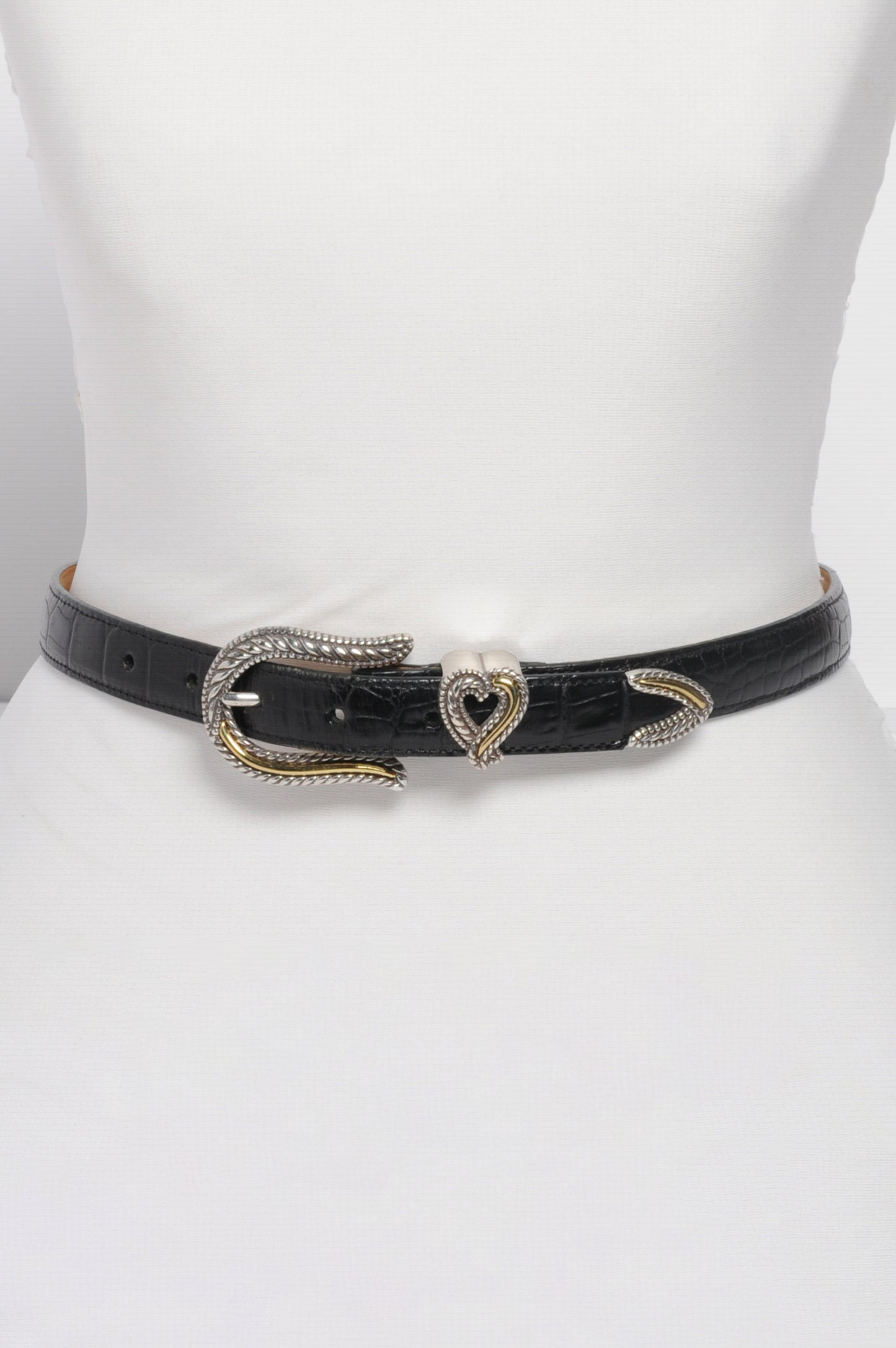 Two Tone Black Leather Belt