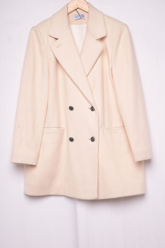 Ivory Double Breasted Wool Coat