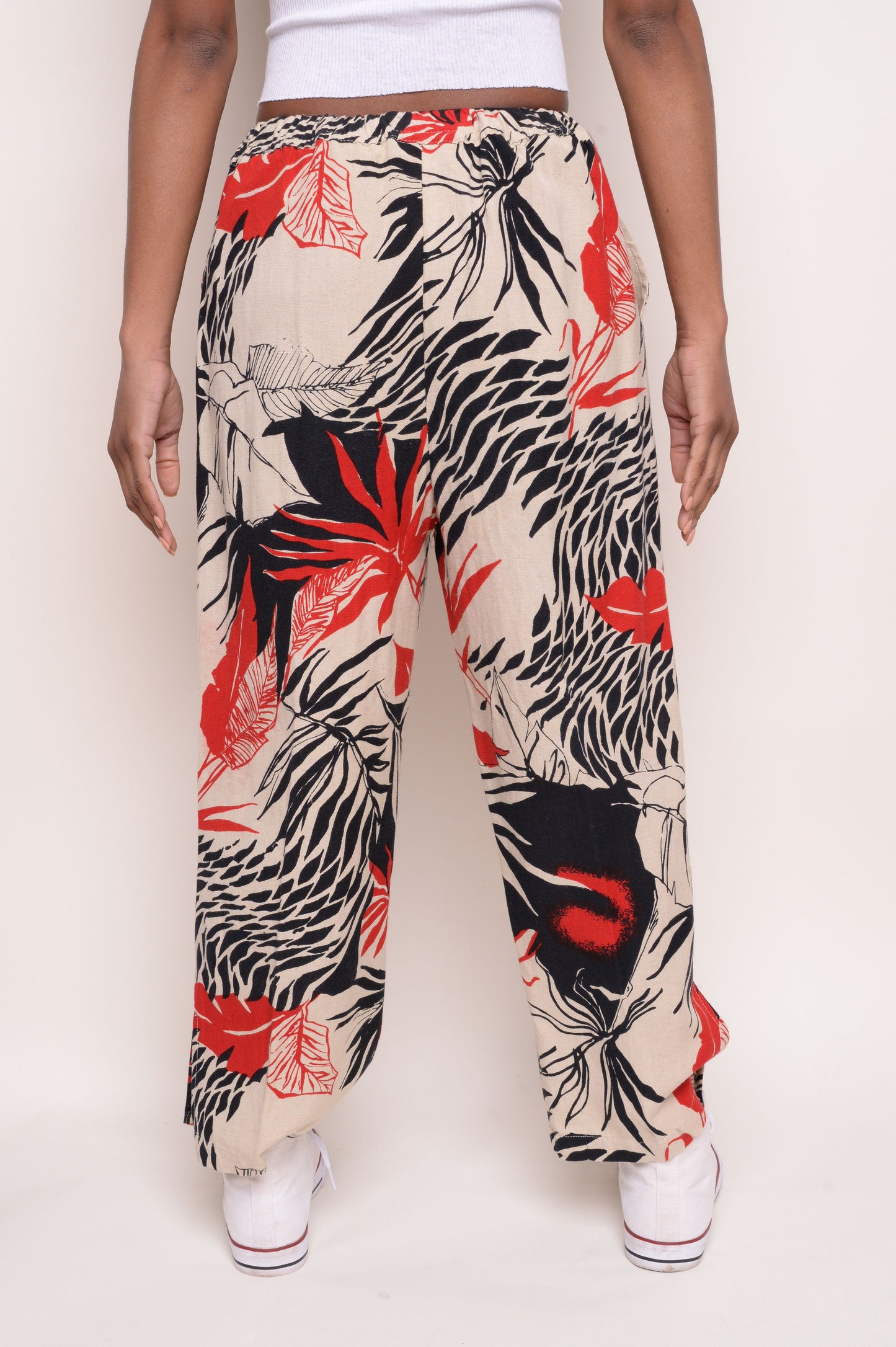 Tropical Print Linen Pants