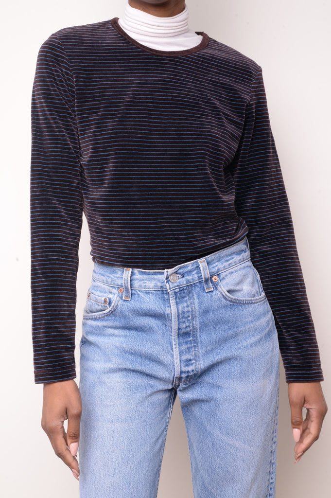 Velour Striped Top Free Shipping - The Vintage Twin