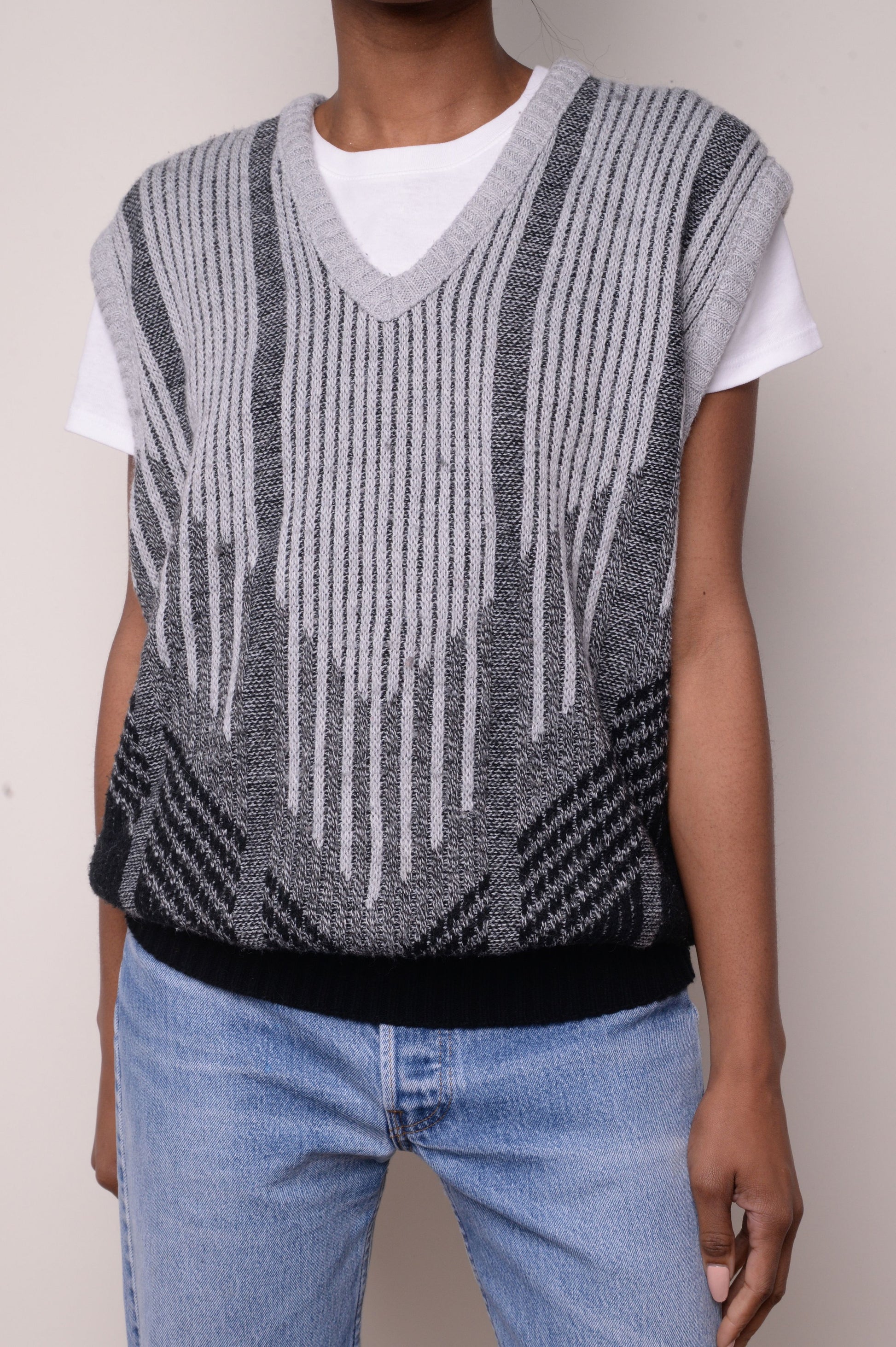 Geometric Grayscale Sweater Vest