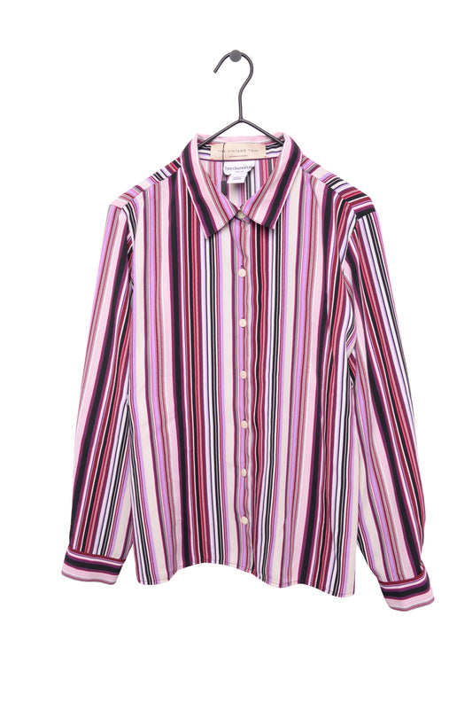 Berry Striped Button Blouse