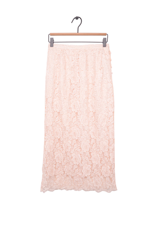 Lace Floral Silk Maxi Skirt