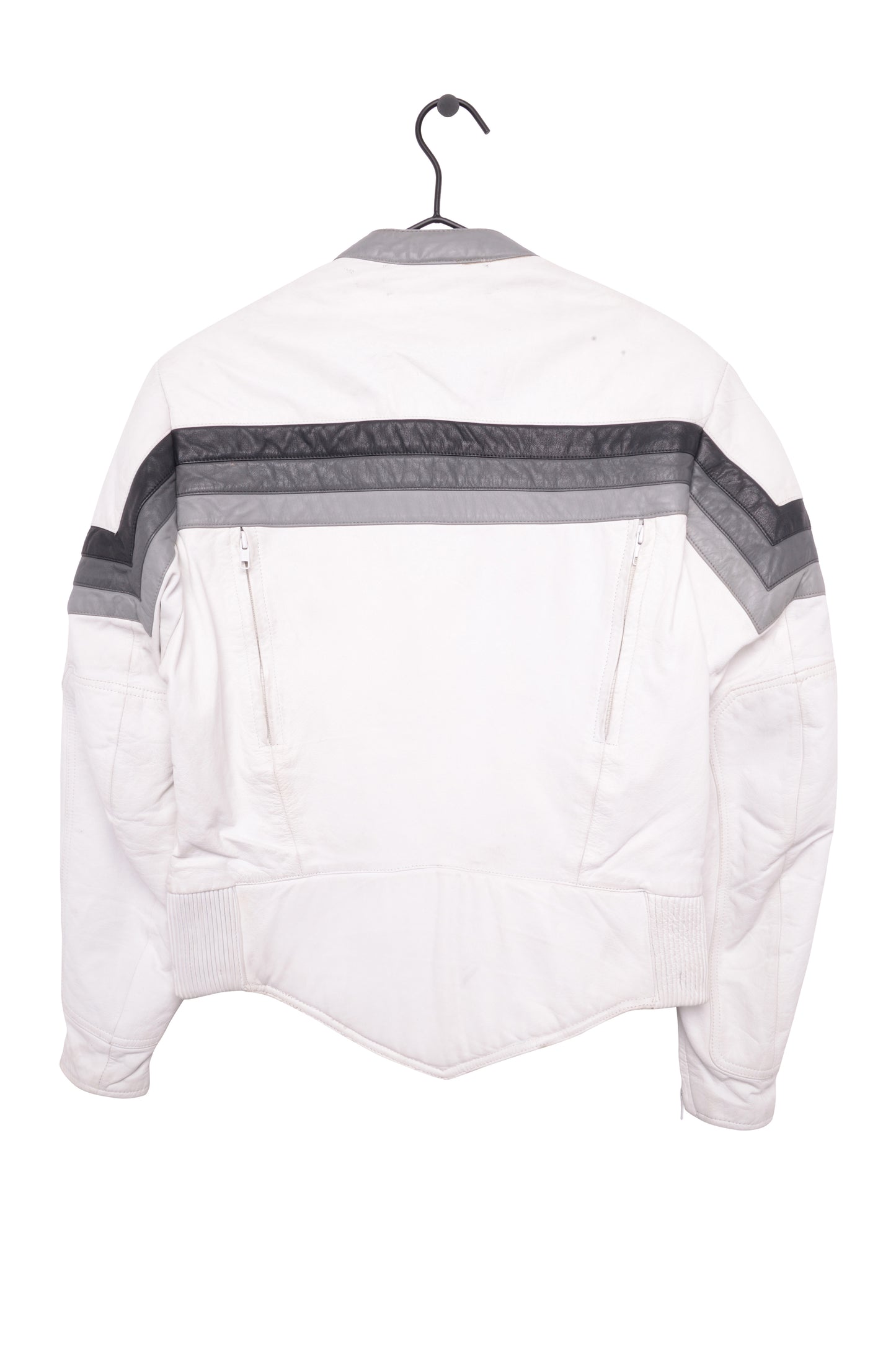 1980s White Leather Moto Jacket