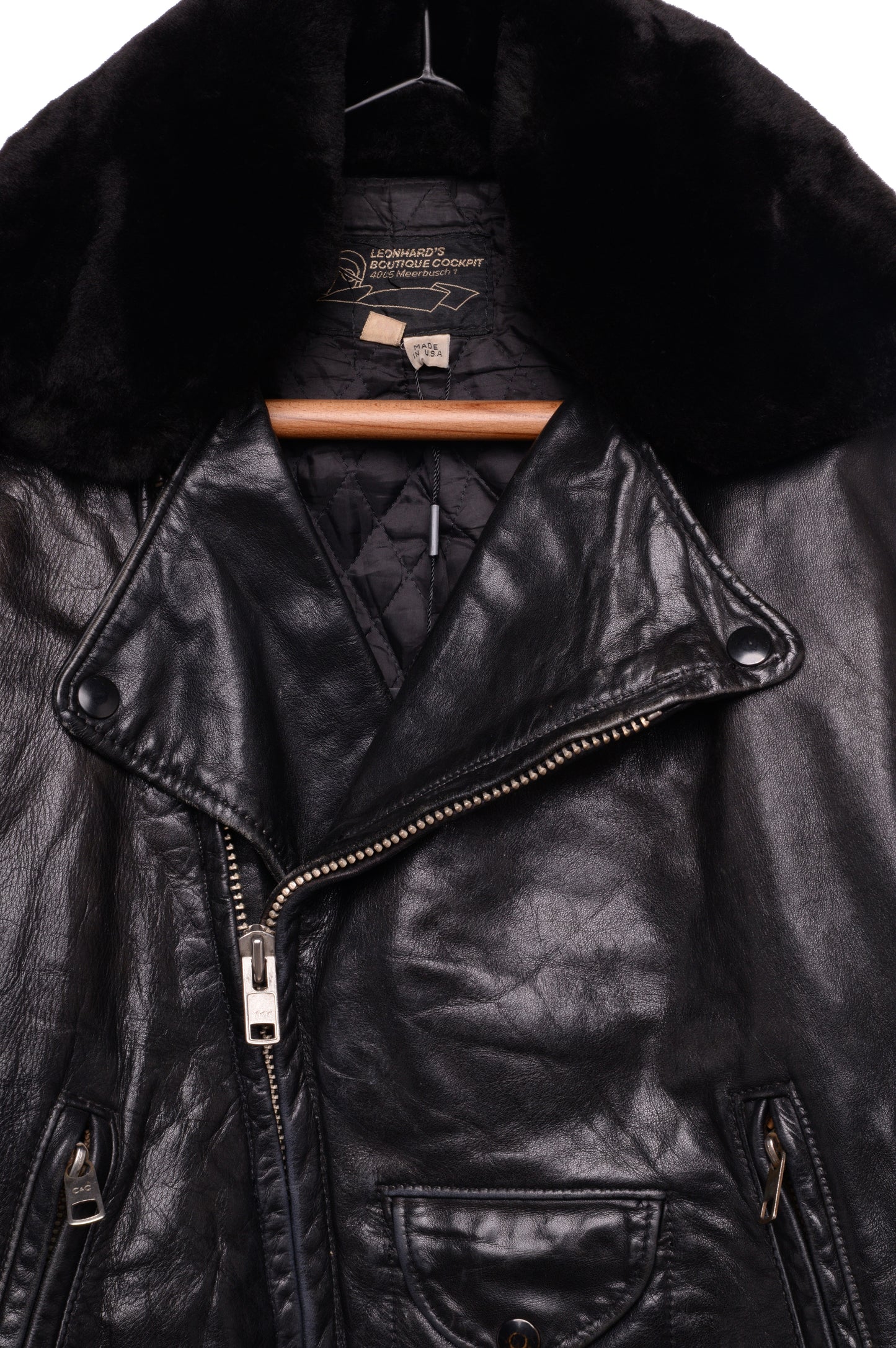 1970s Removable Collar Leather Moto Jacket