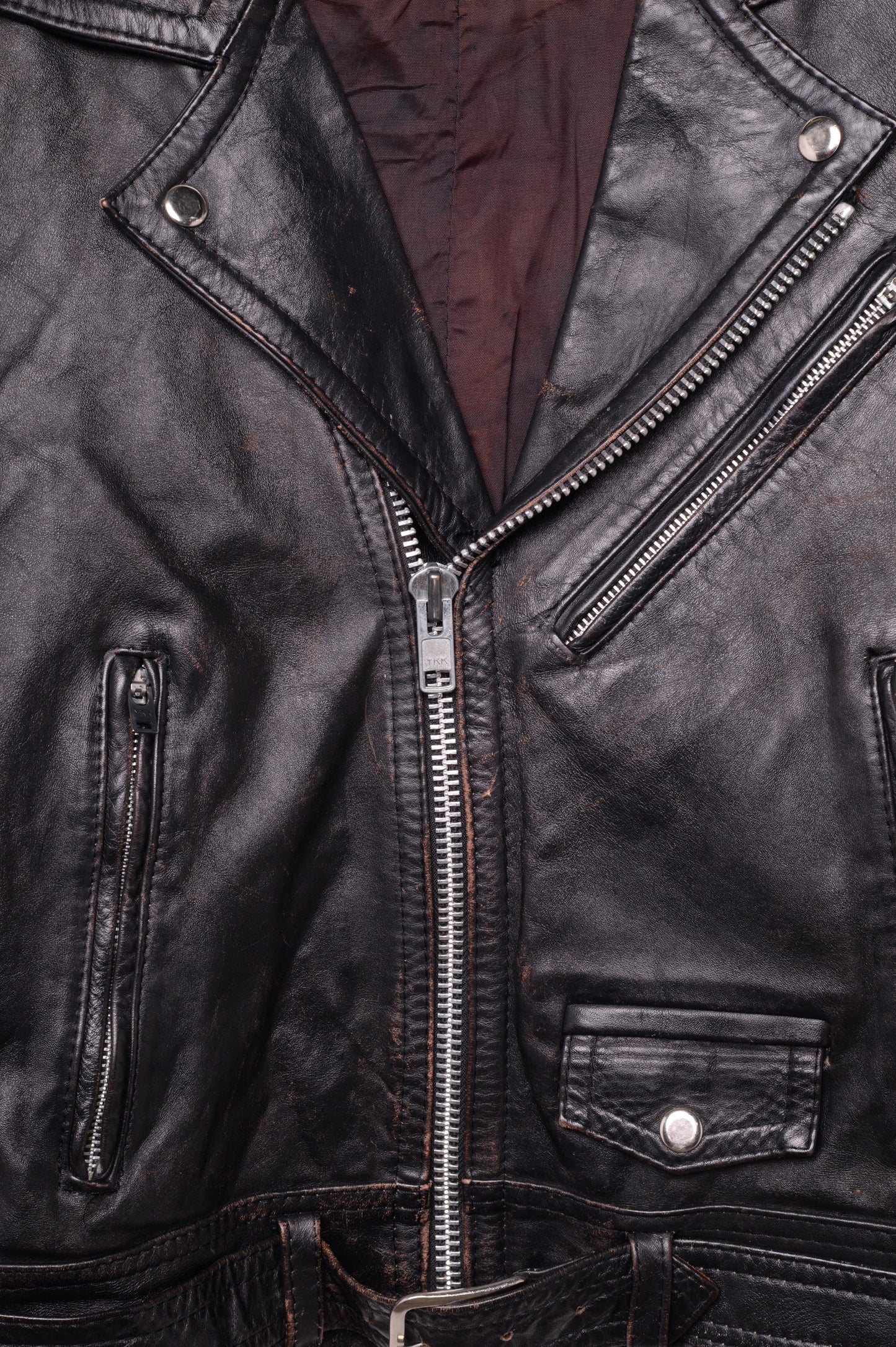 Distressed Leather Moto Jacket