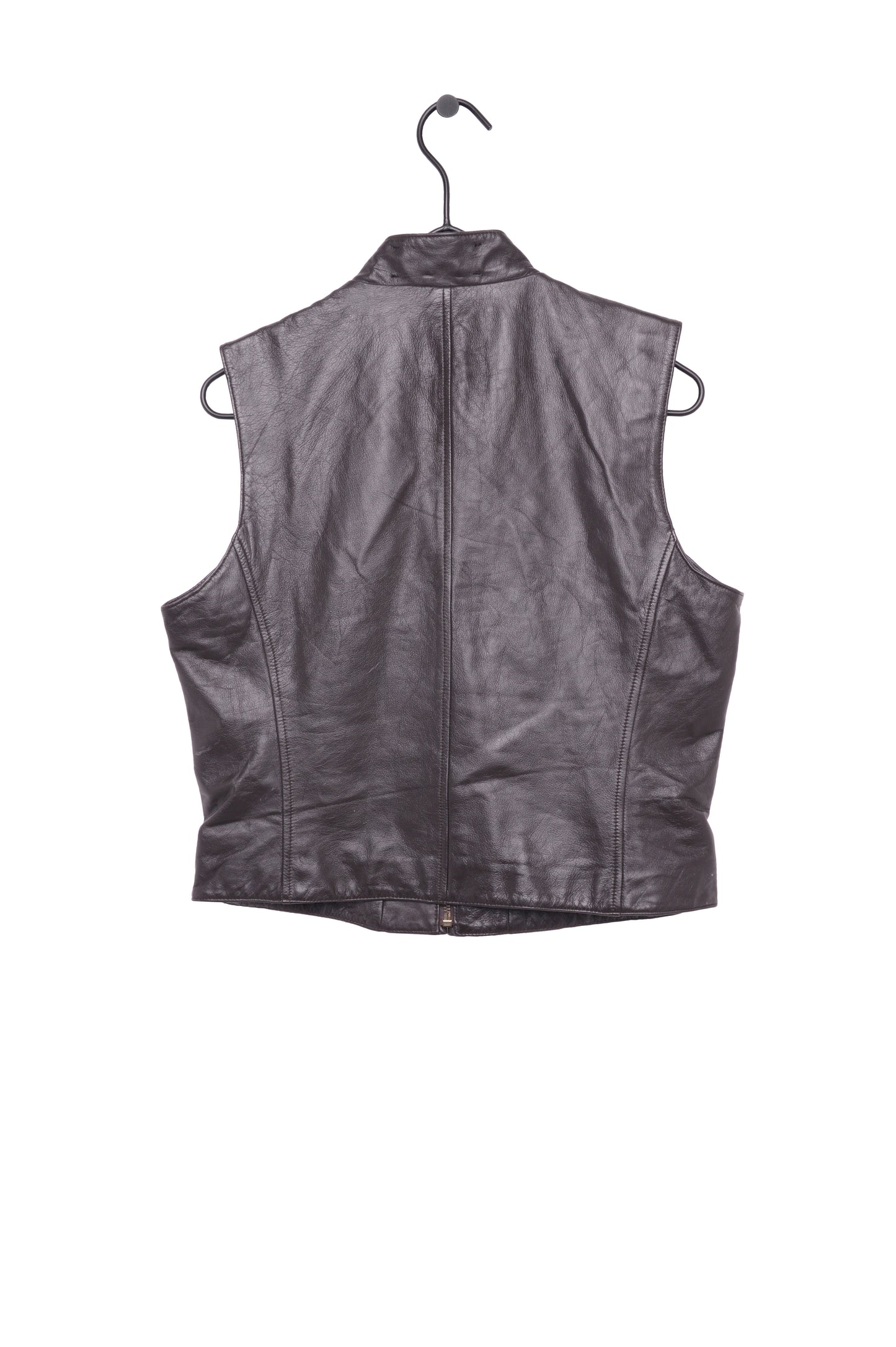 Mock Neck Leather Zip-Up Vest