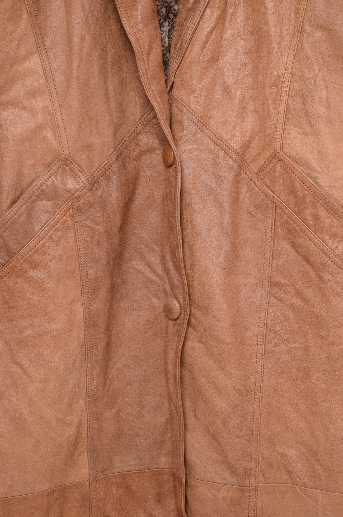 Camel Long Leather Jacket