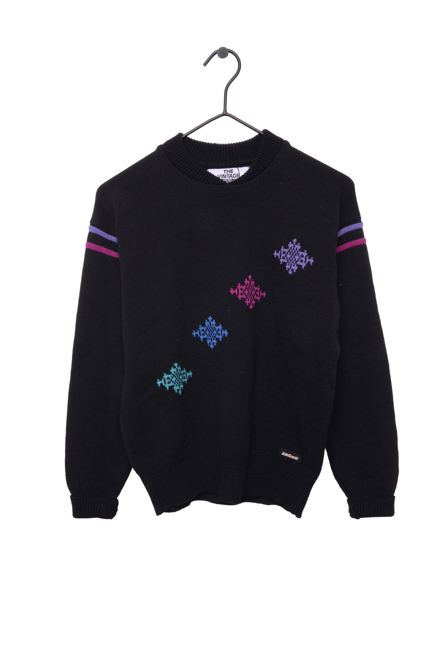 Black Wool Geo Sweater
