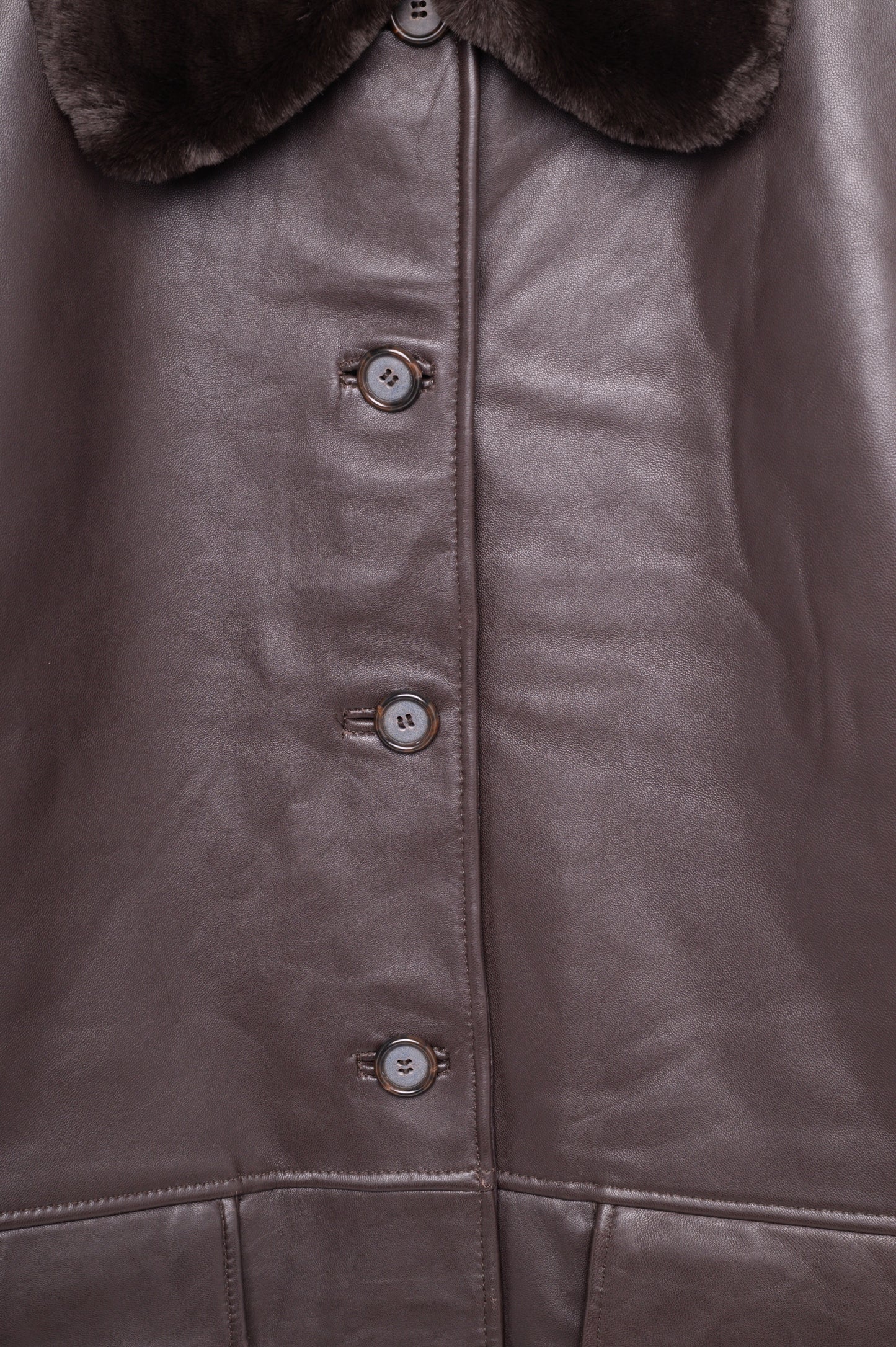 Espresso Removable Collar Leather Jacket