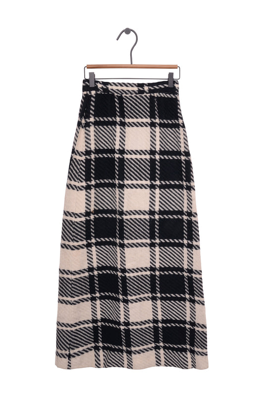 Buffalo Check Wool Maxi Skirt