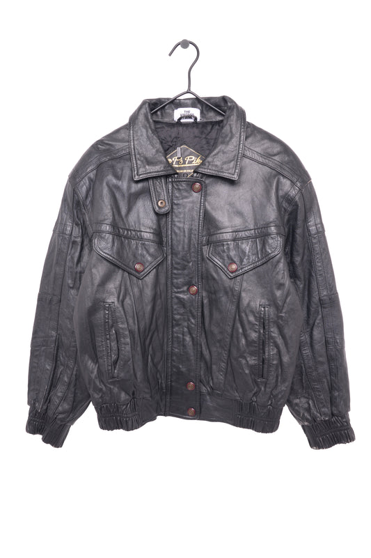 Italian Black Bomber Leather Jacket