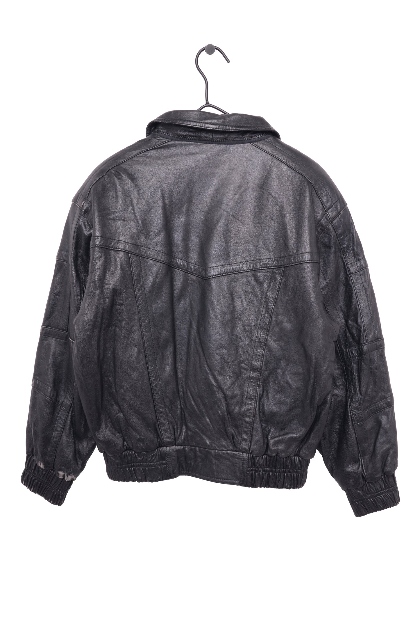 Italian Black Bomber Leather Jacket
