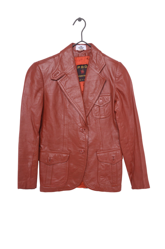 Rust Orange Leather Jacket