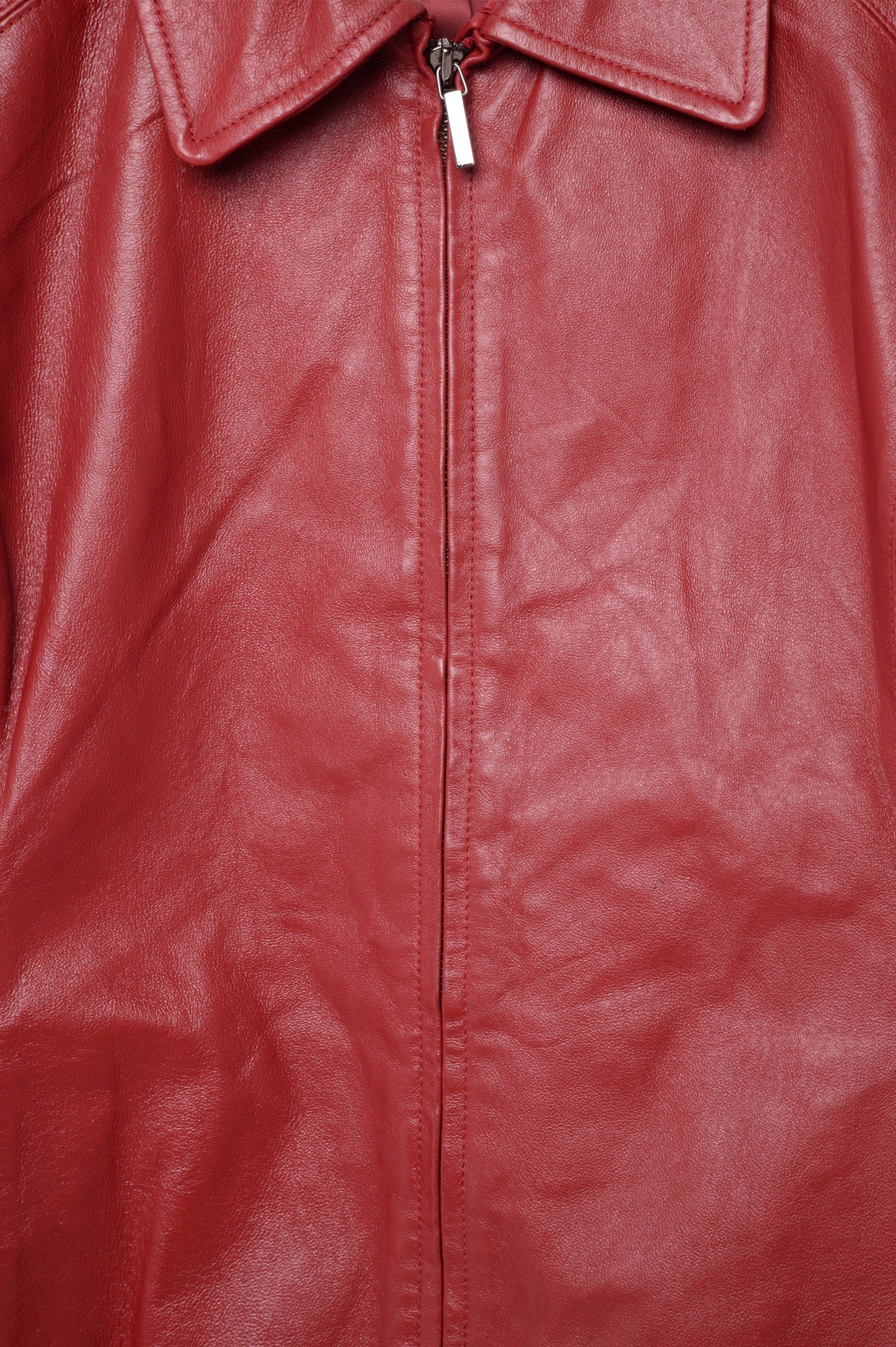 Red Zip-Up Leather Jacket