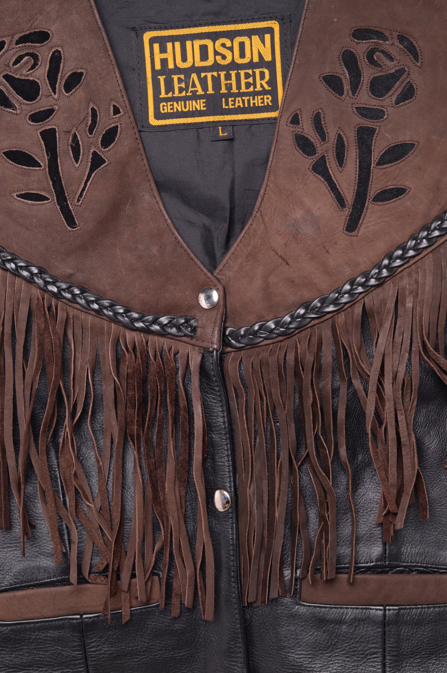 Hudson Leather Floral Fringe Vest