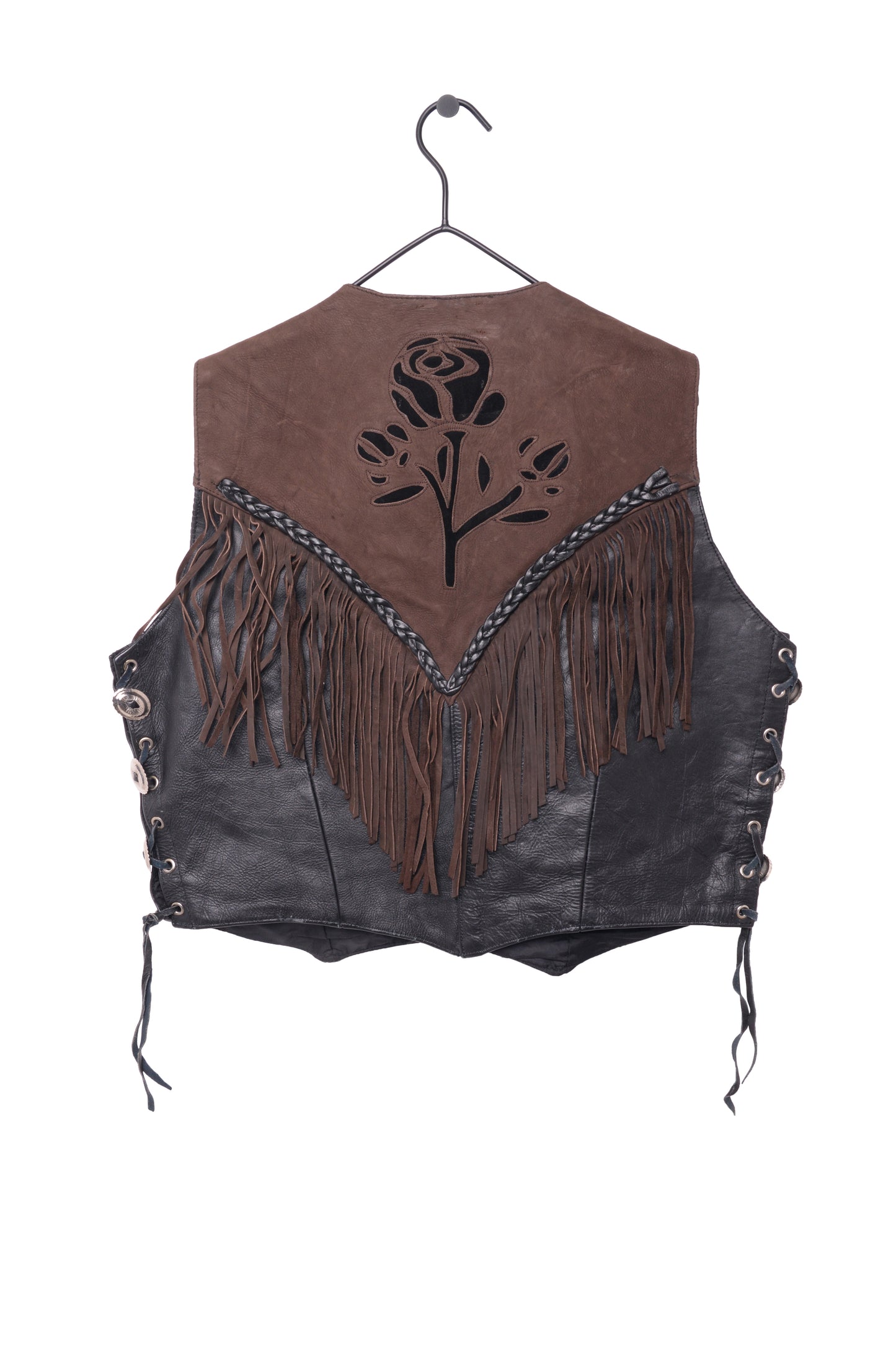 Hudson Leather Floral Fringe Vest
