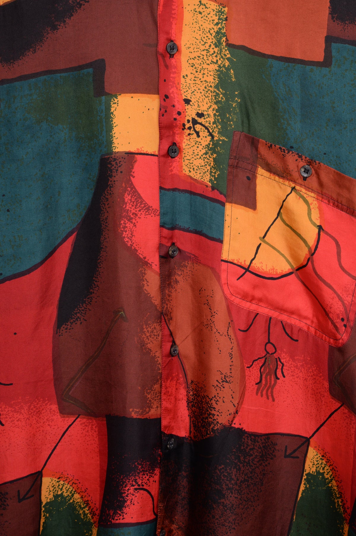 Bright Pattern Button Down Abstract Silk Button Down Free Shipping - The Vintage Twin